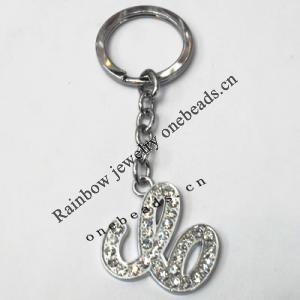 Zinc Alloy with Crystal keyring, Letters 4.5inch approx 33mm ring, Sold by Bag