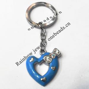 Zinc Alloy with Crystal and enamel pewter keyring, Letters with heart 4.5inch approx 33mm ring, Sold by Bag