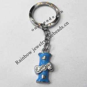 Zinc Alloy with Crystal and enamel pewter keyring, Letters with heart 4.5inch approx 33mm ring, Sold by Bag