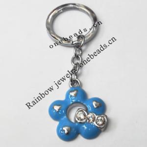 Zinc Alloy with Crystal and enamel pewter keyring, Letters with heart 4.5inch approx 33mm ring, Sold by Bag