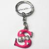 Zinc Alloy with Crystal and enamel pewter keyring, Letters with heart 4.5inch approx 33mm ring, Sold by Bag