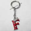 Zinc Alloy with Crystal and enamel pewter keyring, Letters with heart 4.5inch approx 33mm ring, Sold by Bag