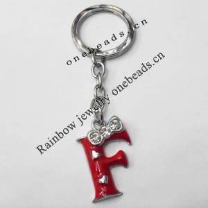 Zinc Alloy with Crystal and enamel pewter keyring, Letters with heart 4.5inch approx 33mm ring, Sold by Bag