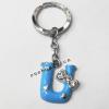 Zinc Alloy with Crystal and enamel pewter keyring, Letters with heart 4.5inch approx 33mm ring, Sold by Bag