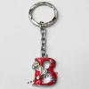 Zinc Alloy with Crystal and enamel pewter keyring, Letters with heart 4.5inch approx 33mm ring, Sold by Bag