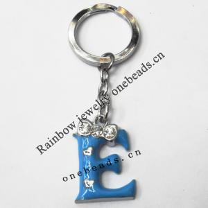 Zinc Alloy with Crystal and enamel pewter keyring, Letters with heart 4.5inch approx 33mm ring, Sold by Bag