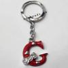 Zinc Alloy with Crystal and enamel pewter keyring, Letters with heart 4.5inch approx 33mm ring, Sold by Bag