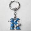 Zinc Alloy with Crystal and enamel pewter keyring, Letters with heart 4.5inch approx 33mm ring, Sold by Bag