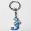 Zinc Alloy with Crystal and enamel pewter keyring, Letters with heart 4.5inch approx 33mm ring, Sold by Bag