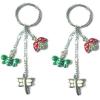 Zinc Alloy with Crystal and enamel pewter keyring, 80mm approx 30mm ring, Sold by Bag