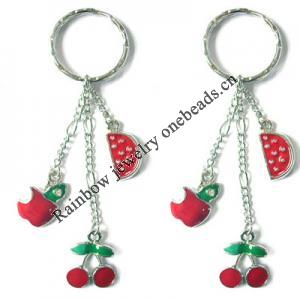 Zinc Alloy with enamel pewter keyring, 80mm approx 30mm ring, Sold by Bag