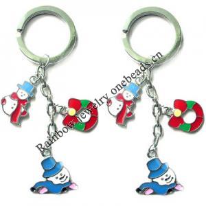 Zinc Alloy with Crystal and enamel pewter keyring, 80mm approx 30mm ring, Sold by Bag