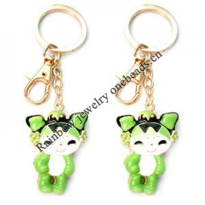 Zinc Alloy with Crystal and enamel pewter keyring, 80mm approx 30mm ring, Sold by Bag