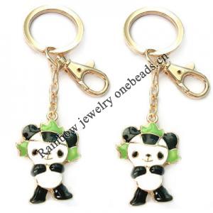 Zinc Alloy with Crystal and enamel pewter keyring, 80mm approx 30mm ring, Sold by Bag