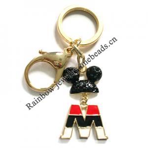Zinc Alloy with enamel pewter keyring, 80mm approx 30mm ring, Sold by Bag