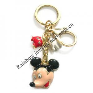 Zinc Alloy with enamel pewter keyring, 80mm approx 30mm ring, Sold by Bag