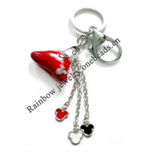 Zinc Alloy with enamel pewter keyring, 80mm approx 30mm ring, Sold by Bag