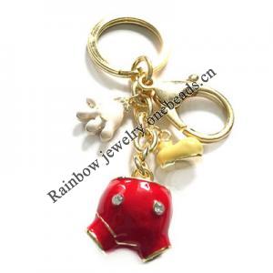 Zinc Alloy with enamel pewter keyring, 80mm approx 30mm ring, Sold by Bag