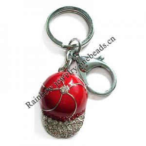 Zinc Alloy with Crystal and enamel pewter keyring, 80mm approx 30mm ring, Sold by Bag