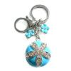 Zinc Alloy with Crystal and enamel pewter keyring, 80mm approx 30mm ring, Sold by Bag