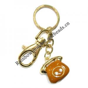 Zinc Alloy with Crystal and enamel pewter keyring, 80mm approx 30mm ring, Sold by Bag