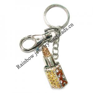 Zinc Alloy with Crystal and enamel pewter keyring, 80mm approx 30mm ring, Sold by Bag