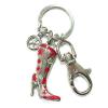 Zinc Alloy with Crystal and enamel pewter keyring, 80mm approx 30mm ring, Sold by Bag