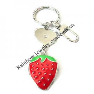 Zinc Alloy with Crystal and enamel pewter keyring, 85mm approx 22mm ring, Sold by Bag