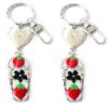 Zinc Alloy with Crystal and enamel pewter keyring, 85mm approx 22mm ring, Sold by Bag