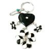 Zinc Alloy with Crystal and enamel pewter keyring, 85mm approx 22mm ring, Sold by Bag