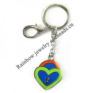 Zinc Alloy with enamel pewter keyring, 80mm approx 30mm ring, Sold by Bag