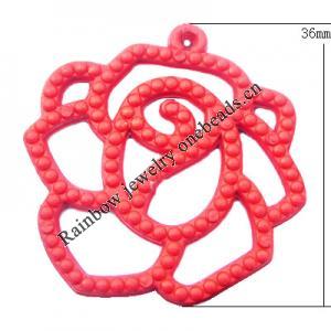 Imitate Wood Acrylic Beads, Flower 36mm Hole:2mm, Sold by Bag