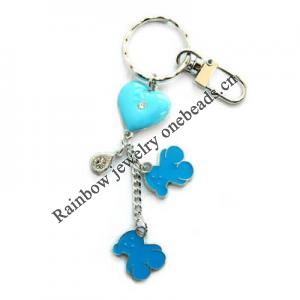 Zinc Alloy with enamel pewter keyring, 85mm approx 22mm ring, Sold by Bag