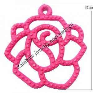 Imitate Wood Acrylic Beads, Flower 31mm Hole:2mm, Sold by Bag