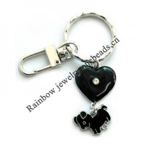 Zinc Alloy with enamel pewter keyring, 85mm approx 22mm ring, Sold by Bag