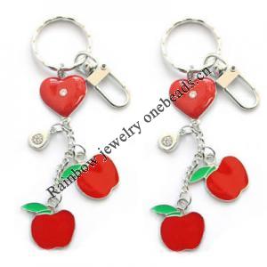 Zinc Alloy with enamel pewter keyring, 85mm approx 22mm ring, Sold by Bag