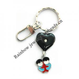 Zinc Alloy with enamel pewter keyring, 85mm approx 22mm ring, Sold by Bag