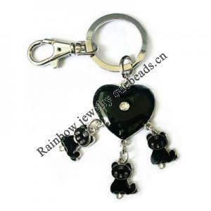 Zinc Alloy with enamel pewter keyring, 80mm approx 30mm ring, Sold by Bag