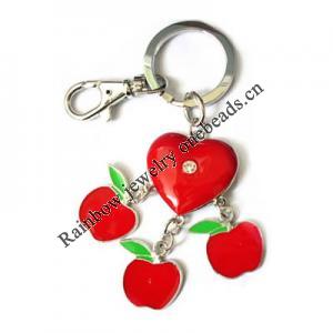 Zinc Alloy with enamel pewter keyring, 80mm approx 30mm ring, Sold by Bag