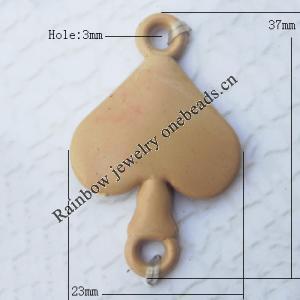 Imitate Wood Acrylic Beads, Heart 23x37mm Hole:3mm, Sold by Bag