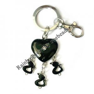 Zinc Alloy with enamel pewter keyring, 80mm approx 30mm ring, Sold by Bag