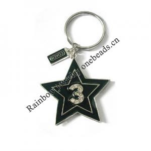 Zinc Alloy with Crystal and enamel pewter keyring, 80mm approx 30mm ring, Sold by Bag