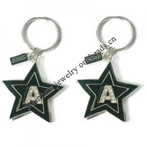 Zinc Alloy with Crystal and enamel pewter keyring, 80mm approx 30mm ring, Sold by Bag