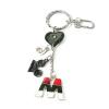 Zinc Alloy with Crystal and enamel pewter keyring, 85mm approx 22mm ring, Sold by Bag