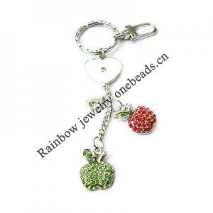 Zinc Alloy with Crystal and enamel pewter keyring, 85mm approx 22mm ring, Sold by Bag