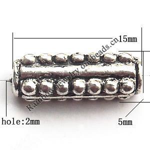 Tube Zinc Alloy Jewelry Findings Lead-free 5x15mm hole=12mm Sold per pkg of 600