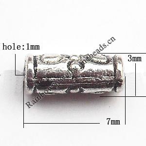 Tube Zinc Alloy Jewelry Findings Lead-free 7x3mm hole=1mm Sold per pkg of 4000