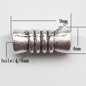 Tube Zinc Alloy Jewelry Findings Lead-free 9x4mm hole=1.5mm Sold per pkg of 1500