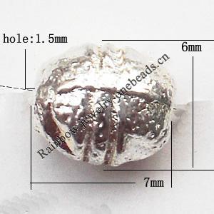 Drum Zinc Alloy Jewelry Findings Lead-free 7x6mm hole=1.5mm Sold per pkg of 1000