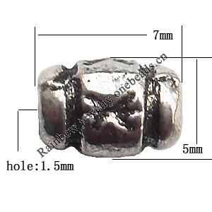 Tube Zinc Alloy Jewelry Findings Lead-free 5x7mm hole=1.5mm Sold per pkg of 1500